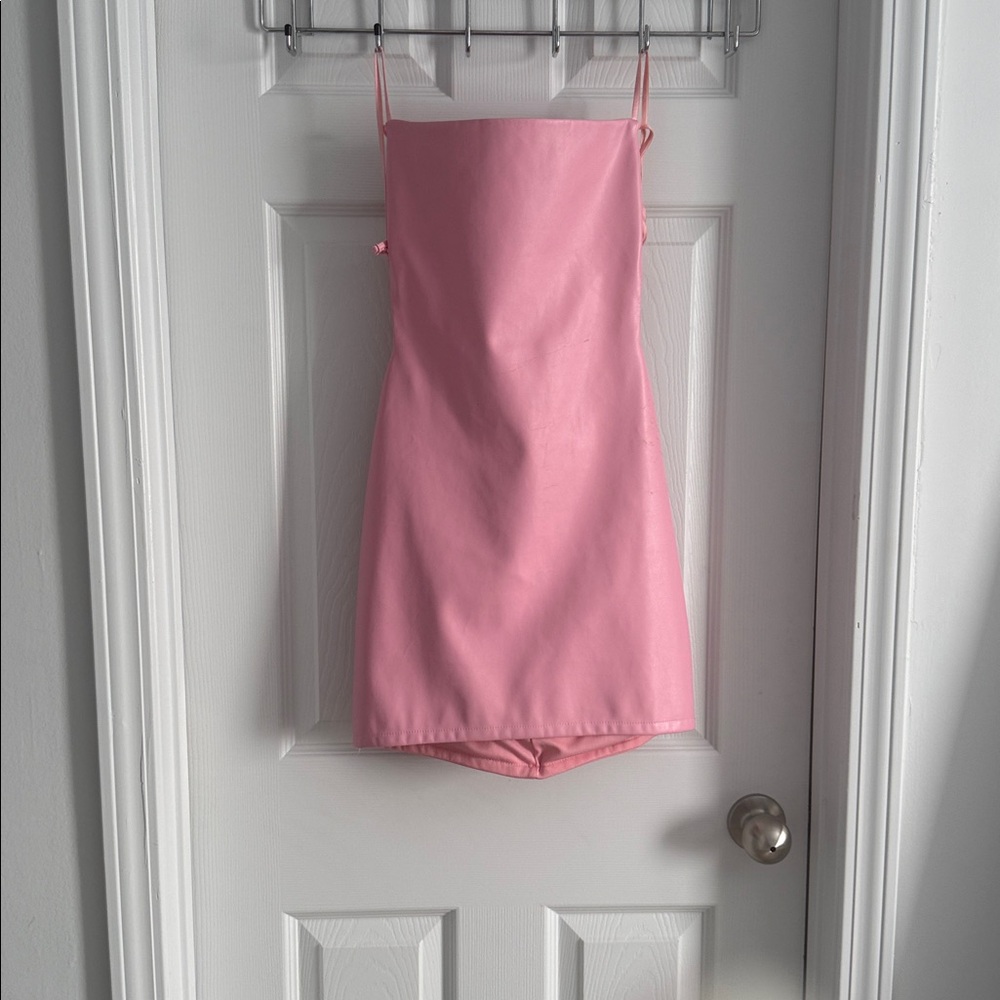 Stylish Pink Spaghetti Strap Mini Dress